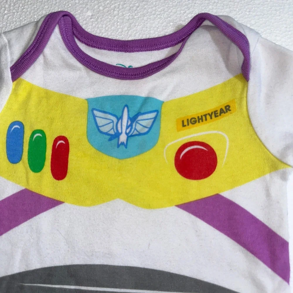 Disney Baby Buzz Lightyear Toy Story Graphic‎ Bodysuit White Purple 12M